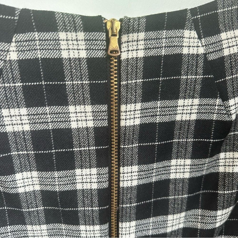 DOLCE & GABBANA classic black and white wool checkered plaid sleeveless pencil - Picture 3 of 10